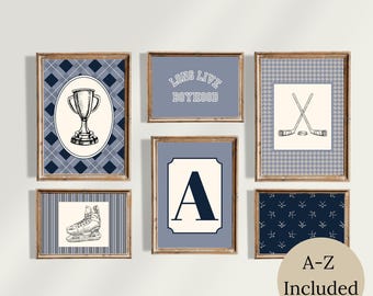Vintage Hockey Nursery Wall Art Set Hockey Gallery Wall Boys Hockey Room Decor Modern Hockey Prints Hockey Nursery Decor Sports Bedroom