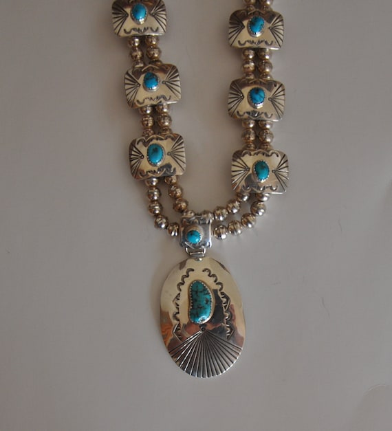 Fred Guerro Sterling Silver & Turquoise Necklace