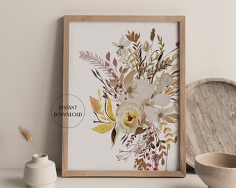 Impressão de arte de flores silvestres Cartaz de flores silvestres Impressão de flores de outono Flores silvestres Impressão floral de outono Impressão de flores de outono Impressão floral de outono 102-002