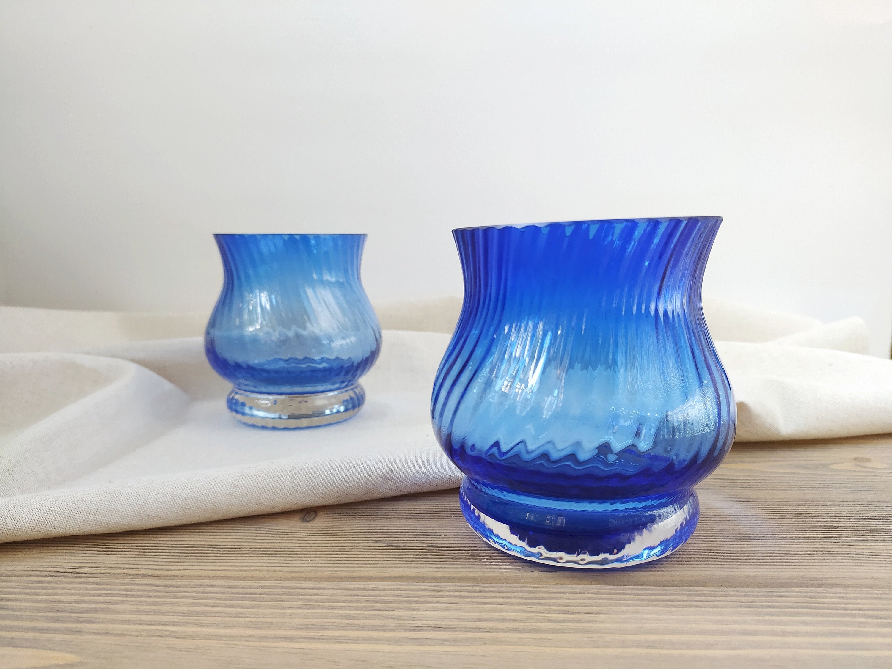 Vintage Blue Glass Bud Vase Clear Blue Glass Vase Etsy