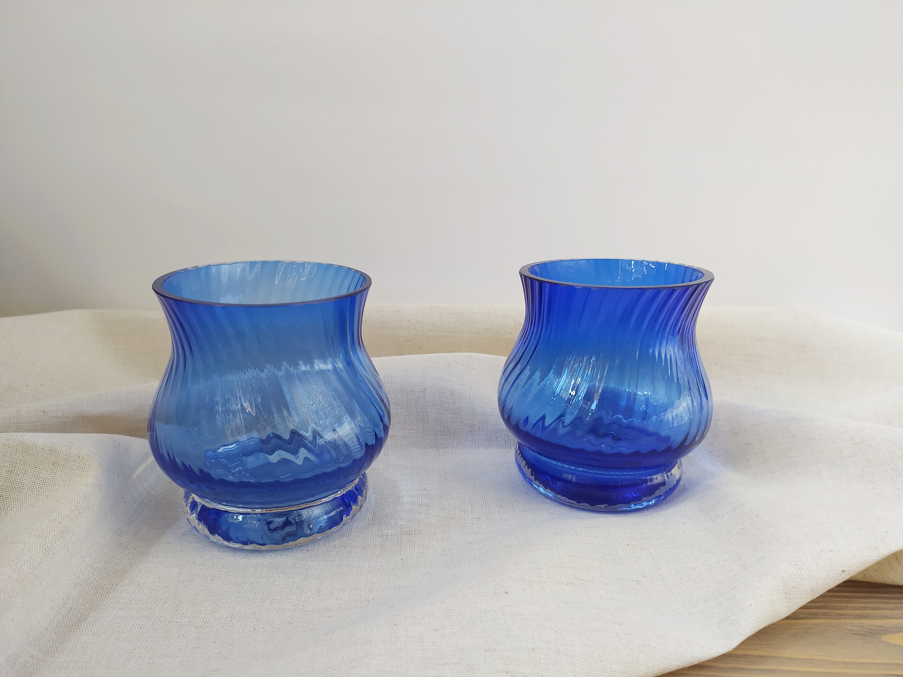 Vintage Blue Glass Bud Vase Clear Blue Glass Vase Etsy