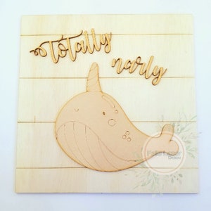TOTALLY NARLY NARWHAL: Arquivo de corte para Glowforge, máquina Cnc de corte de madeira, formato .svg para uso pessoal ou comercial
