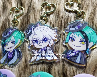 Twisted Wonderland Octavinelle acrylic keychain / badge (3 characters) azul jade floyd