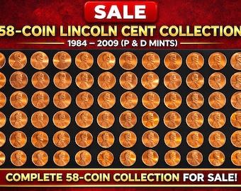 1984-2009 Lincoln Cent Coin Run (P&D mints and 8 2009 varieties), BU Uncirculated Set, 58 coins