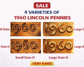1960 Lincoln Memorial Small Large Date Set - 4 Coins - all 4 varieties BU