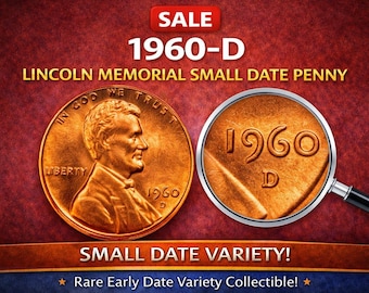 1960 D Lincoln Memorial Small Date - 1 Coin - from BU cent roll Denver mint
