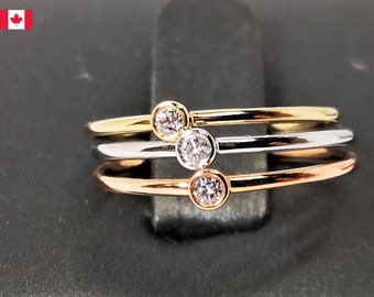 小さな婚約指輪、上品で高品質の天然ダイヤモンドリング、14Kソリッドゴールドプロミスリング、シンプルなゴールドの薄いソリティアリング、優れた仕上げ