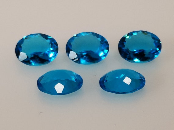Oval Faceted Diamond Cut Glass Fancy Stones Lot Of 5 Primum Quality 10*12mm  For Jewelry Making Same Size Same Cut Pointed Back Non foiled