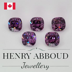 Cubic Zirconia (CZ) Purple Cushion Cut Crystal Clear CZ Brilliant Machine Cut Simulated Amethyst Loose Stones Faceted Diamond Cut 5A Quality