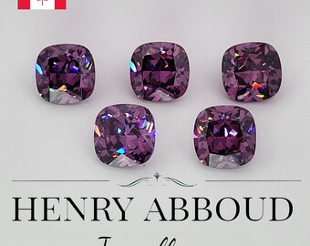 Cubic Zirconia (CZ) Purple Cushion Cut Crystal Clear CZ Brilliant Machine Cut Simulated Amethyst Loose Stones Faceted Diamond Cut 5A Quality