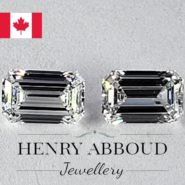 LAB GROWN ( IGI ) Certified Emerald Cut 0.54ct E color+0.54ct F color=1.08ct VS1clarity Perfect For stud Earrings Top Quality Real Diamonds