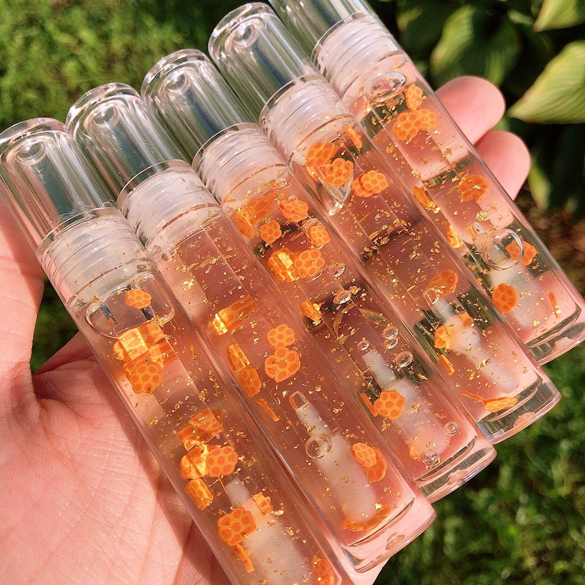 With Gold Flake Lip Gloss Gold Flake Lip Jelly Etsy