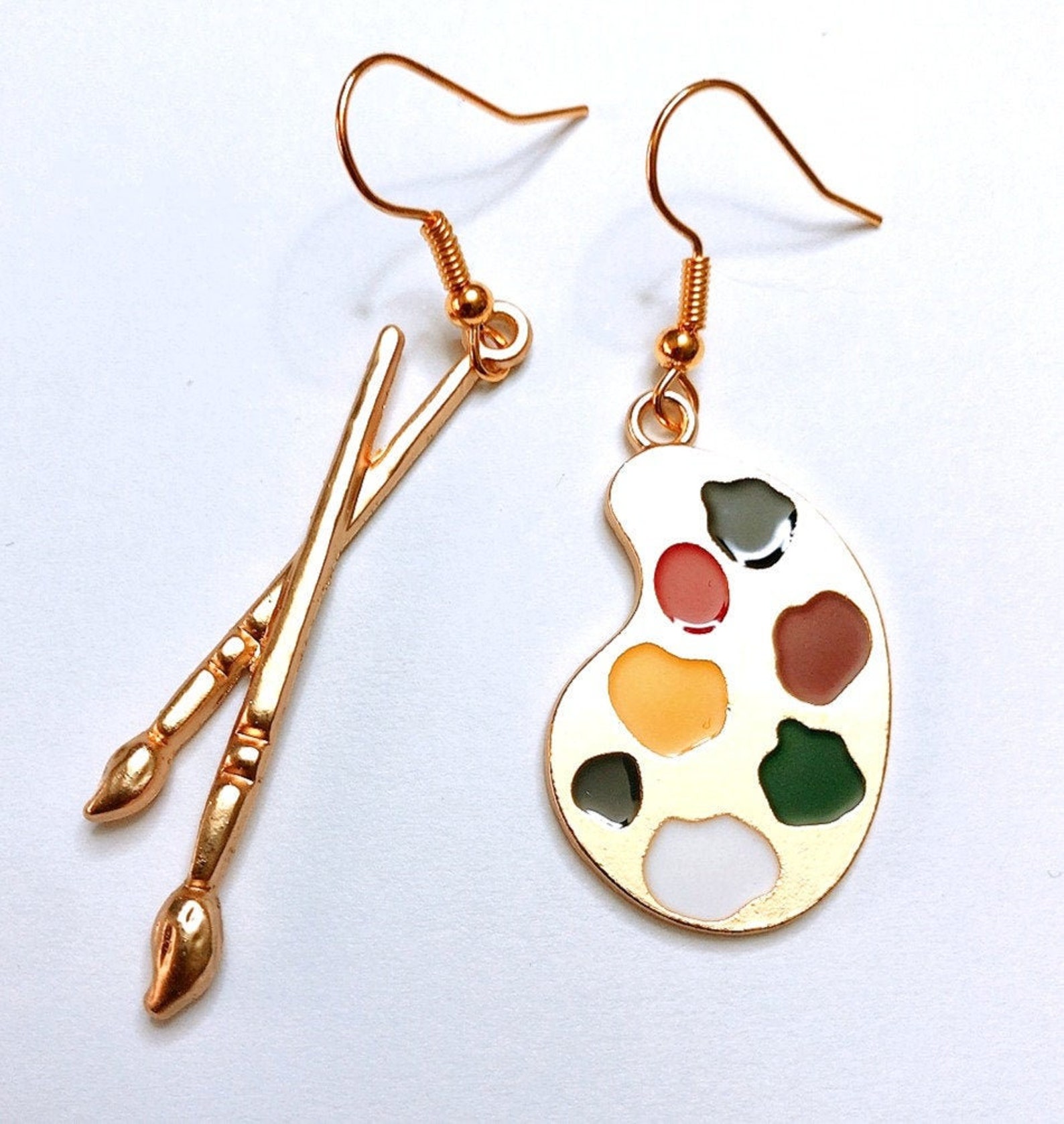 Artist Earrings Paint Blush Painting Palette Earrings Etsy