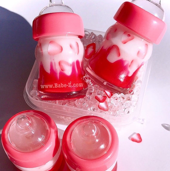 Cute Kawaii Strawberry Clear Pink Kids monogrammed Water Bottle