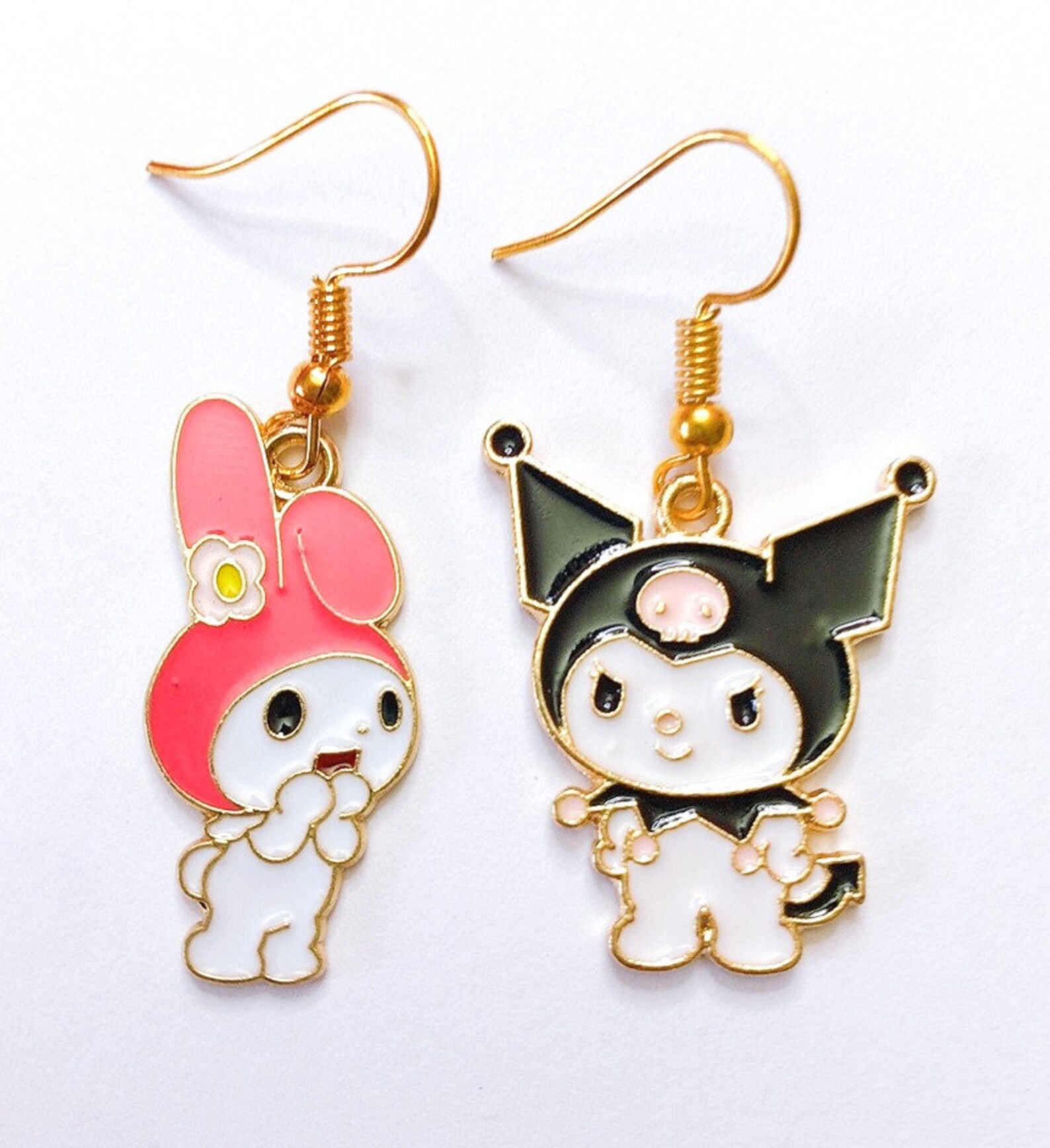 My Melody and Kuromi Earrings 2 Sanrio Cartoon Japanese Etsy