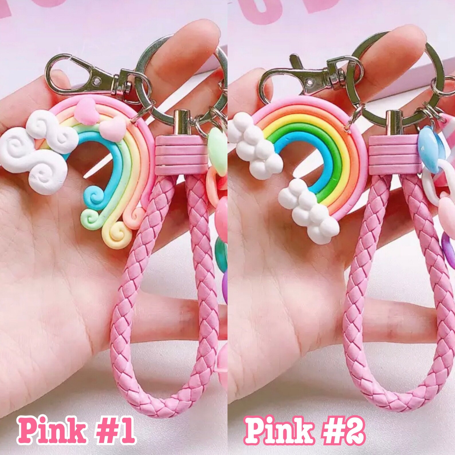 Kawaii Rainbow Keychains Set Cute Keychains Bell Etsy