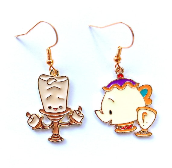 Beauty and the Beast friends Disney Earrings Jewelry Cartoon Animal Earrings Disney Anime Kawaii Cute Games Lip gloss