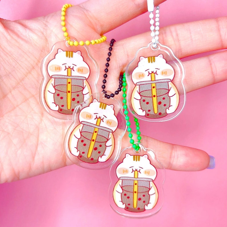Bubble Tea Key Chains Boba Cat Key Chains Kawaii Etsy