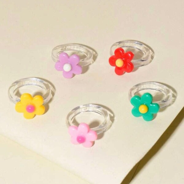 Plastic Flower Ring Etsy