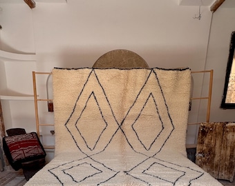 Tapis tissé main en laine Beni Ourain – Berbère Black Diamond Design
