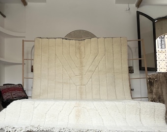 Tapis marocain fait main en laine – Tapis géométrique Beni Ourain (6,56 x 10,3 pi)