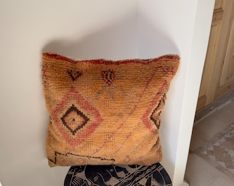 Housse de coussin berbère vintage - Coussin kilim marocain en laine, décoration bohème