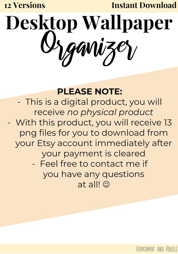Wallpaper Desktop Organizer Floral Cute Organization Etsy Singapore