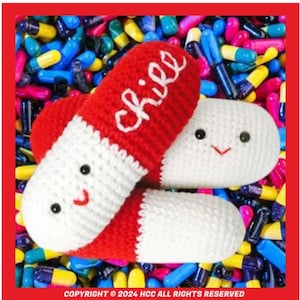 Chill Pill Crochet PATTERN for gag gift, funny gift, amigurumi pattern, white elephant gift.