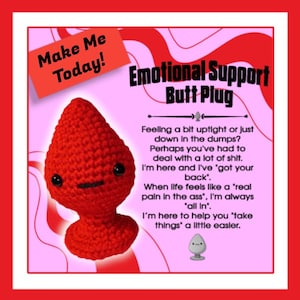 Tapón anal de apoyo emocional (PATRÓN DE GANCHILLO SOLAMENTE), juguete sexual, erótico, regalo divertido, regalo de broma, momento sexy, amigurumi, día de San Valentín
