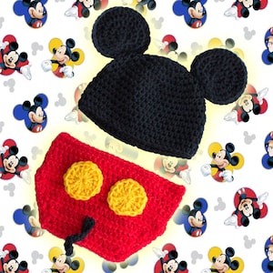 Mickey Mouse Hat and Diaper Cover Crochet Pattern