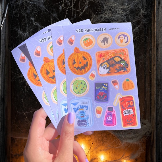 Y2K Halloween Nostalgia Sticker Sheet | 2000s Spooky Snacks & Retro Throwback Halloween Stickers