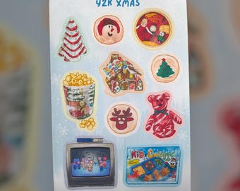 Y2K Christmas Nostalgia Sticker Sheet | 2000s Holiday Snacks & Retro Throwback Winter Stickers