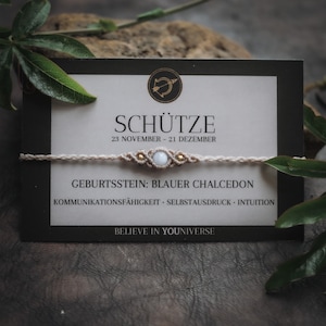Zodiac gemstone bracelet SAGITTARIUS | blue chalcedony | birthstone | black | brown | beige | energy bracelet | talisman | Monkimee