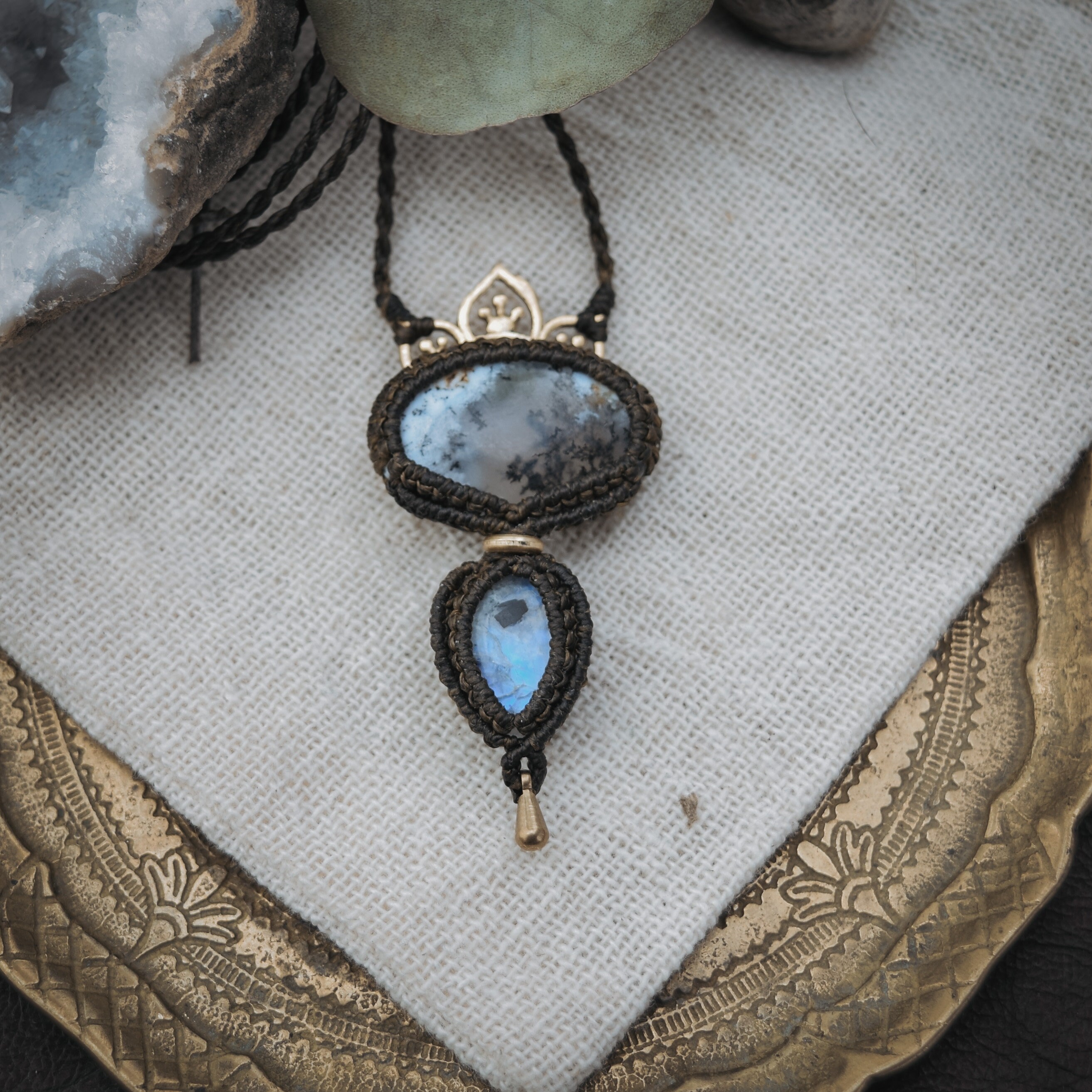 Doppelstein Kette | Braun | Vollmond Kollektion Fische | Moonchild Magic | Dark boho | Mondenergie | Astrologie | Mondkind | Monkimee