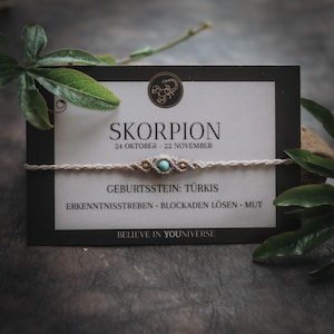 Bracelet en pierres précieuses du zodiaque SCORPION | turquoise | pierre de naissance | Noir | Marron | Beige | bracelet énergétique | Talisman | Monkimee