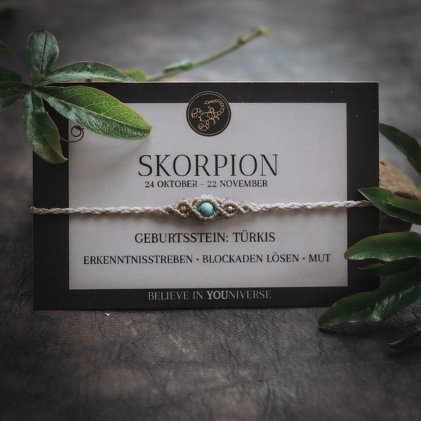 Zodiac Gemstone Bracelet SCORPION | Turquoise | Birthstone | Black | Beige | Energy bracelet | Talisman | Monkimee