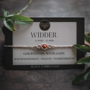 Pulsera de piedras preciosas del zodiaco ARIES | jaspe rojo | piedra de nacimiento | Negro | Marrón | Color: Beige pulsera de energía | Talismán | Monkimee