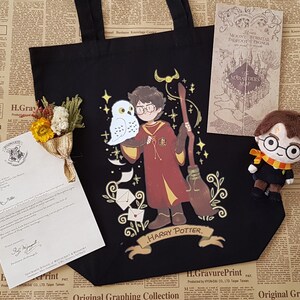 cartoon style wizard movie tote bags