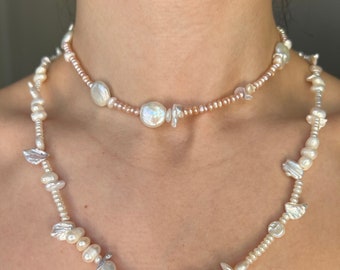 Pink Fresh Water Pearl Choker Necklace