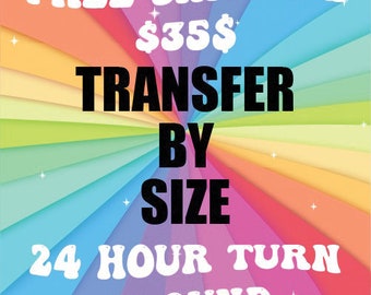 Transfer By Size DTF, Custom DTF Transfers, Ready To Print, Direct To Film Print, Ready Transfer DTF, Bulk Printing, Full Color Sublimation