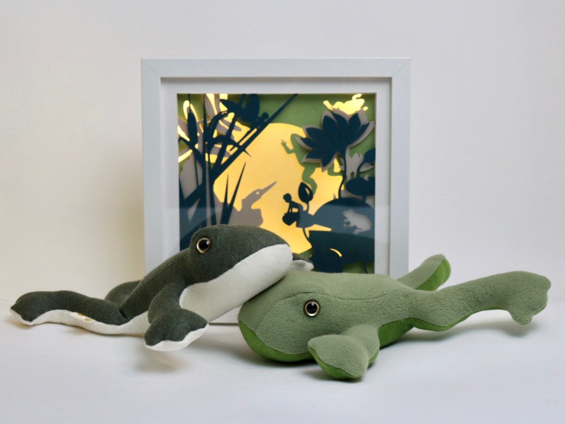 Frog cuddly toy & rattle organic cotton green jersey and | Etsy