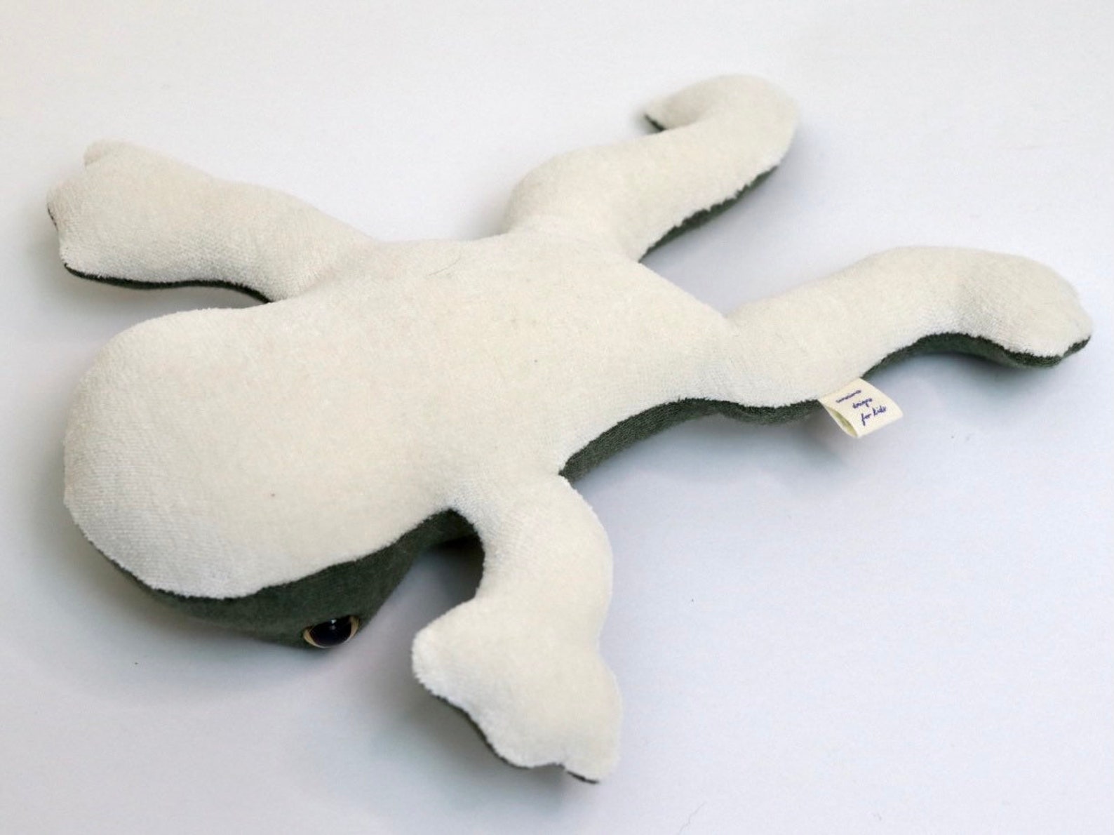 Frog cuddly toy & rattle organic cotton green jersey and | Etsy
