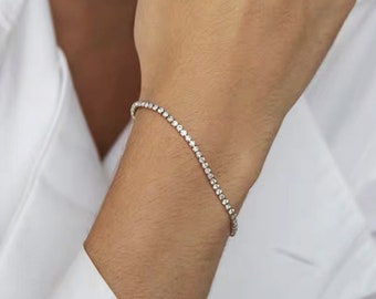 Dainty Chunky White CZ Bracelet with Gold and Silver Chain