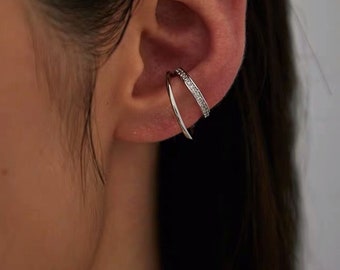 Dainty Gold and Silver CZ Double Strand Non Piercing Ear Cuff