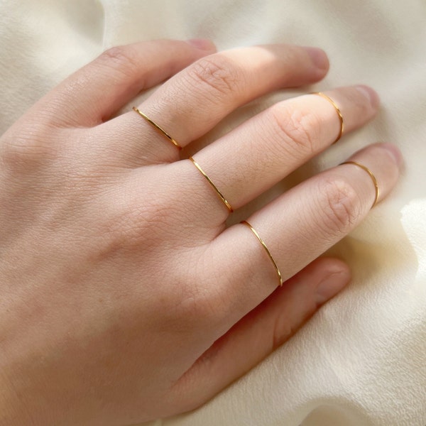 Bague Anneau Ultra Fine de Phalange Plaqué Or Simple style Minimaliste