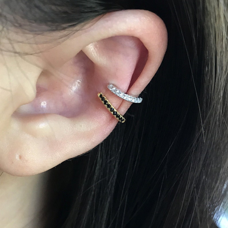 Boucles d'oreilles Aria, Bague dOreille pour Cartilage Zircon Or Simple et délicate, Boucles doreilles doreille de conch avec des zircons image 1