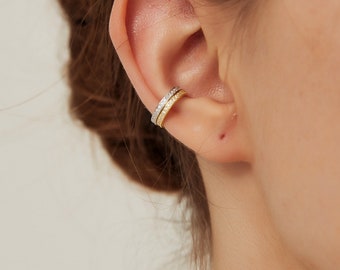 Bague d’Oreille Ajustable Fine sans Perçage pour Cartilage Zircon Or et Argent