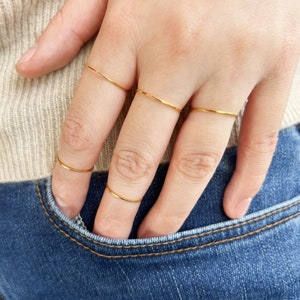 Gold Plated Ultra Thin Simple Band Stackable Ring