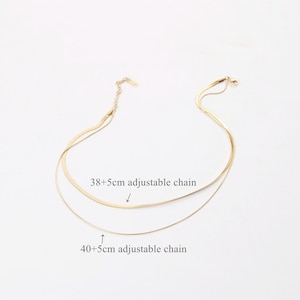 Dainty Gold Double Strands Thick and Thin Snake Choker, Gold Thin Herringbone Chaine Necklace