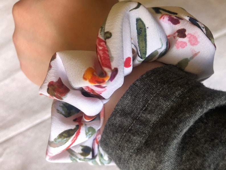 Primrose Hair Scrunchie material for hair floral watercolor hair scrunchie hair accessory